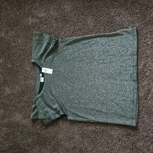 NEW GAP Black Silver Stripe Flutter Sleeve Top M